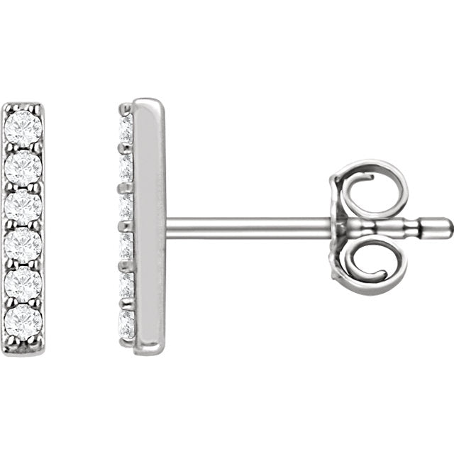 14k Diamond Bar Studs