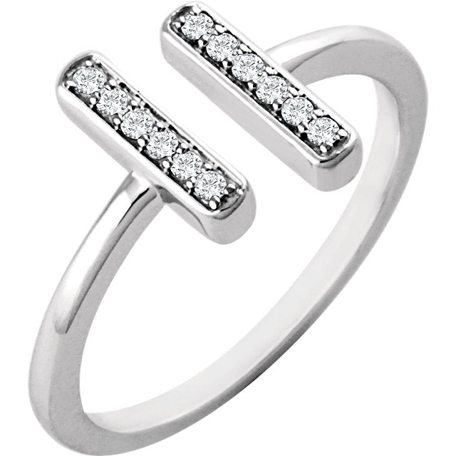 14k Double Bar Diamond Ring