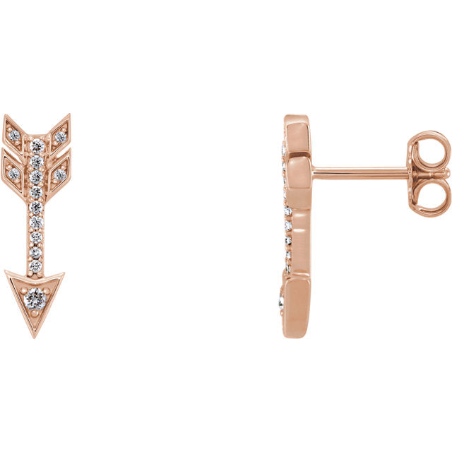 14k Diamond Arrow Studs