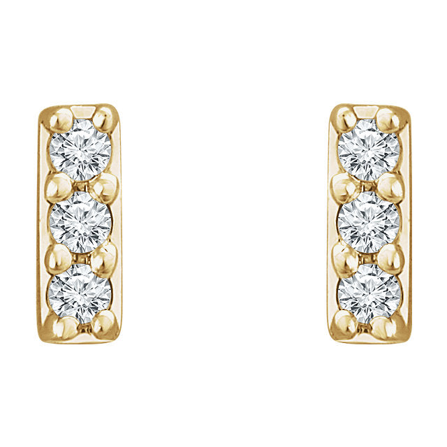 14k Mini Diamond Bar Studs