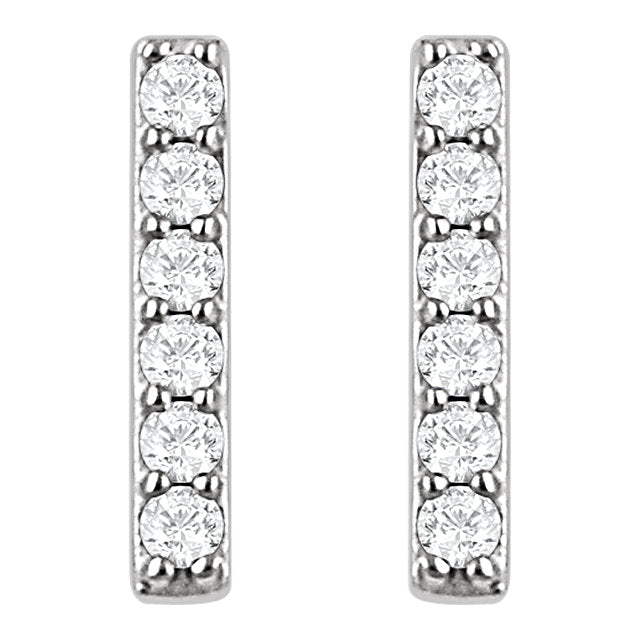 14k Diamond Bar Studs