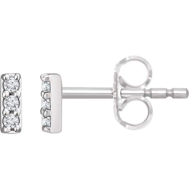 14k Mini Diamond Bar Studs