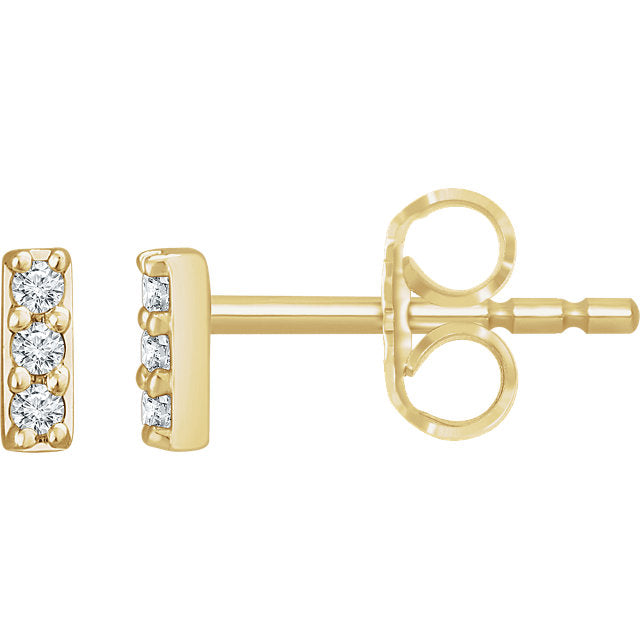 14k Mini Diamond Bar Studs