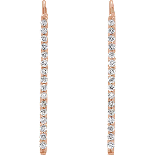 14k Diamond Bar Drop Earring