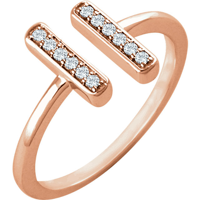 14k Double Bar Diamond Ring