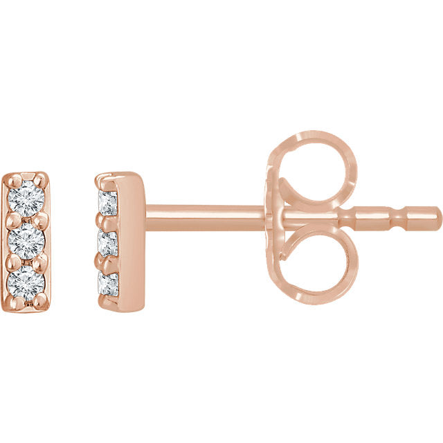 14k Mini Diamond Bar Studs