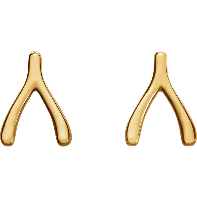 14k Gold Wishbone Studs