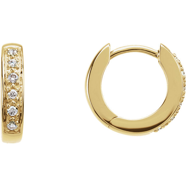 14K 12mm Hinged Diamond Hoop Earrings