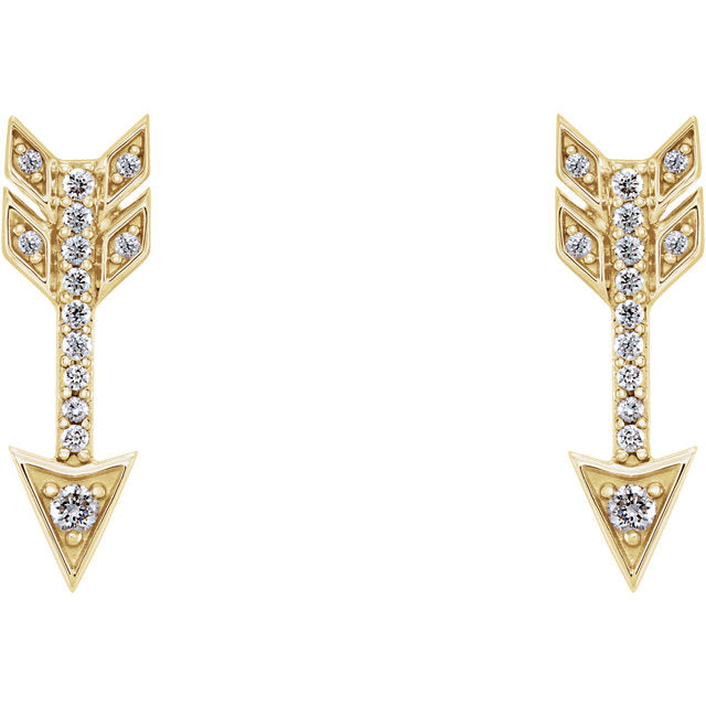 14k Diamond Arrow Studs