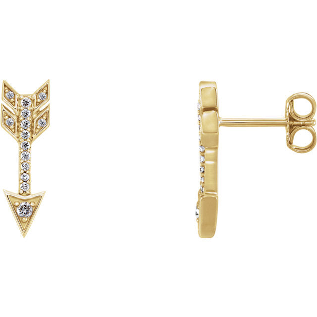 14k Diamond Arrow Studs