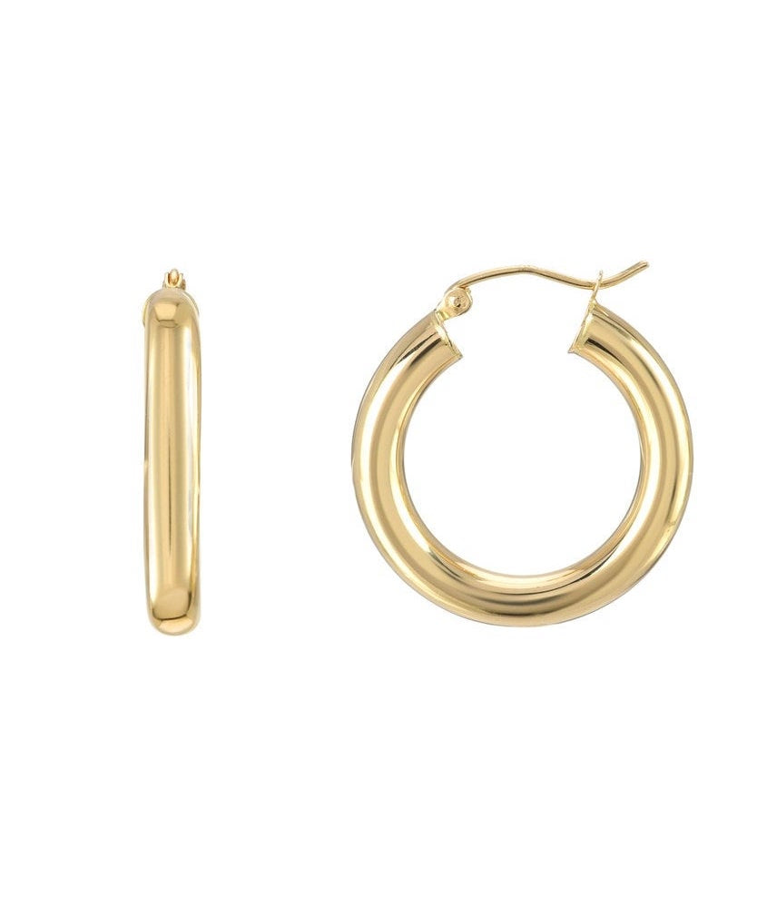 14k Small Thick Hoop Earrings